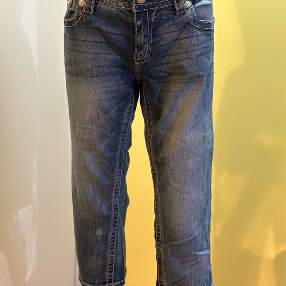 Signature Miss Me Women's Blue Embellished Capri - Picture 5 of 14